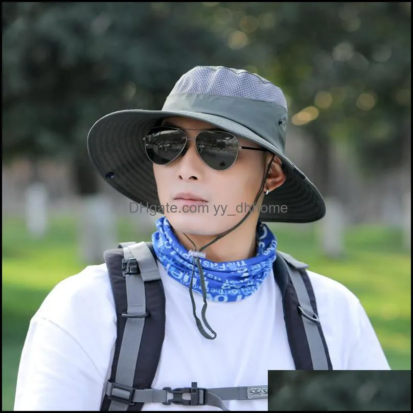 Women`s Men`s Summer Sun Hat Women Outdoor UV Protection Cap Men Foldable Mesh Wide Brim Caps Woman Man Beach Hat Mens Fishing Bucket