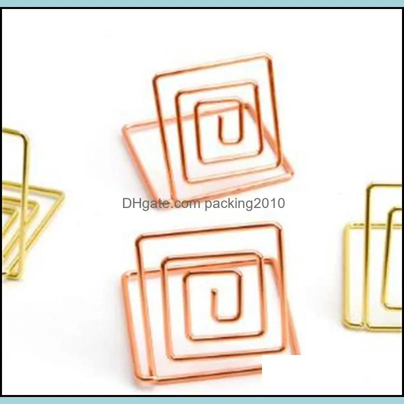 Electroplate Card Holders Geometric Figure Shape Note Clamps Rose Gold Color Name Cards Holder New Arrival 0 9zq L1