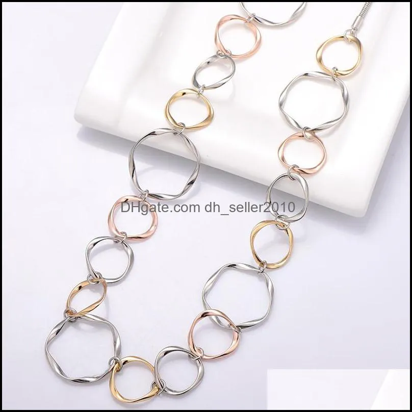 New Fashion Punk Circle Sheap Pendant Necklace Bracelet Earring for Women Elegant Gold Silver Plating Round Chain Necklace Jewelry