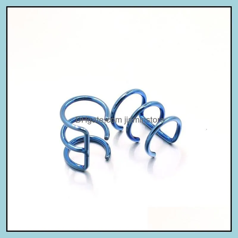 Three ring ear clip stainless steel spiral cartilage clip earrings non-perforated cartilage earrings female models girls supplies, 6