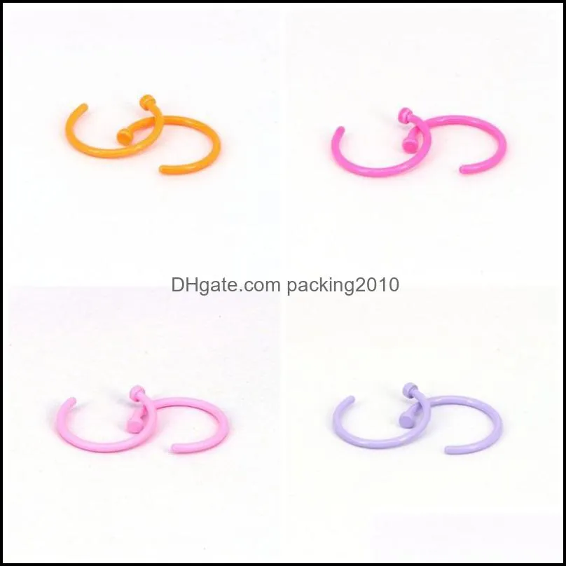 6 8 10mm Popular Nose Rings C Stainless Steel Solid Color Mens Womens Nose Hoops Piercing Jewelry Party Favor 0 35lq E19