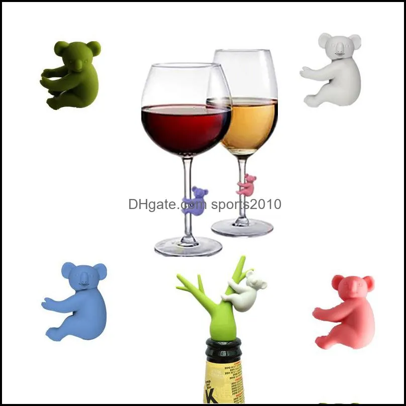 Koala Cup Bar Tools Recognizer Wine Glass Cups Silicone Identifier Tags Party Wine Glass Dedicated Tag 6pcs/ set B3