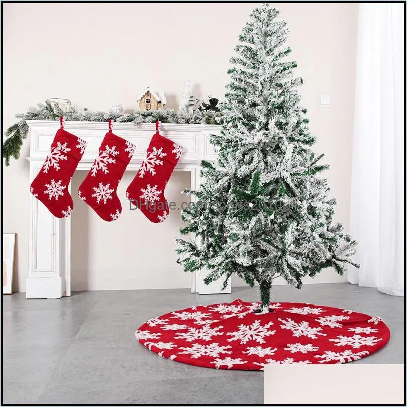 Comfortable Cotton Jacquard Christmas Tree Prop Party Favor Skirt Snowflake Woolen Socks Christma Supplies Bottom Decoration Christmaes Ornaments 38yw