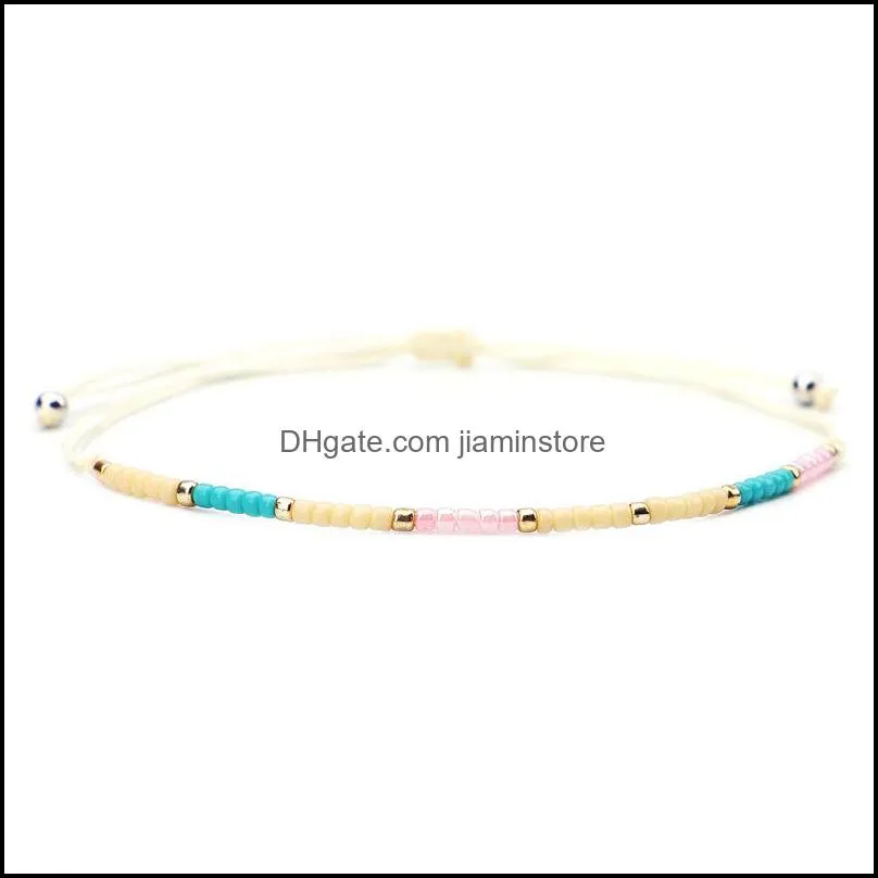 Handmade Woven Friendship Seed Bead String Bracelet Adjustable Braid Strand Summer Bangle Jewelry Gifts for Women Girls