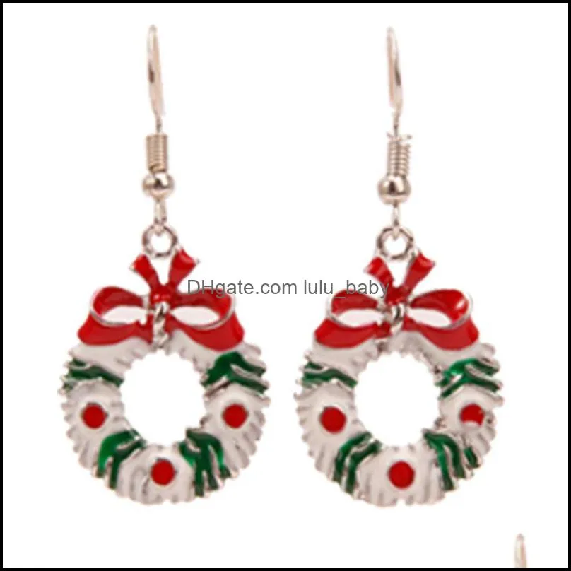 christmas crystal earrings charm set style stud snowflake tree elk bell star drop dangle earring for girls women