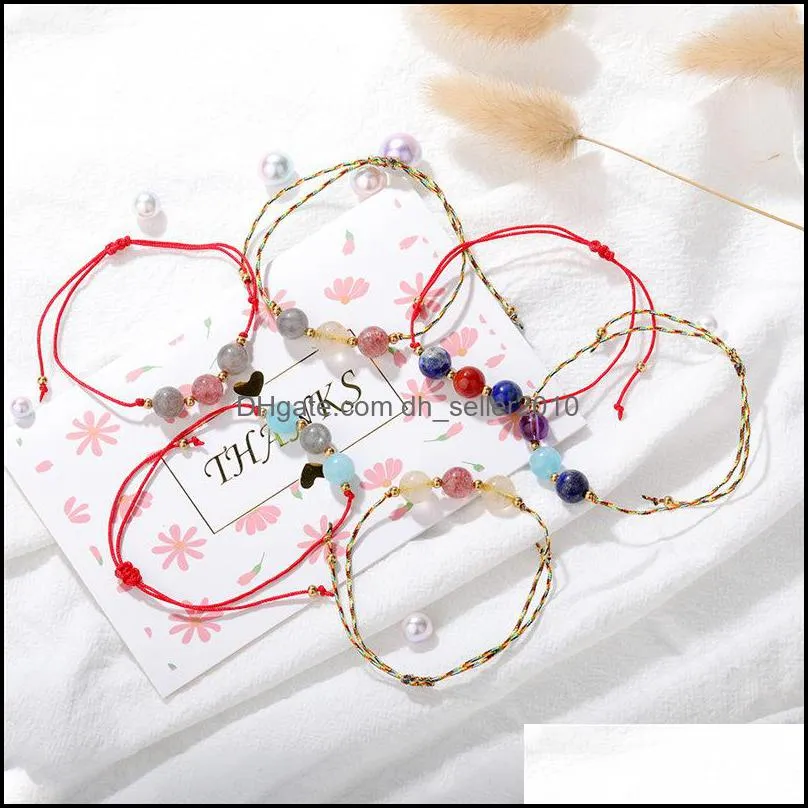 Natural Stone Beads Handmade Braided Bracelet Men Summer Style Cryatal Moonstone Bracelet Lucky Red Rope Charm Bracelets For Women