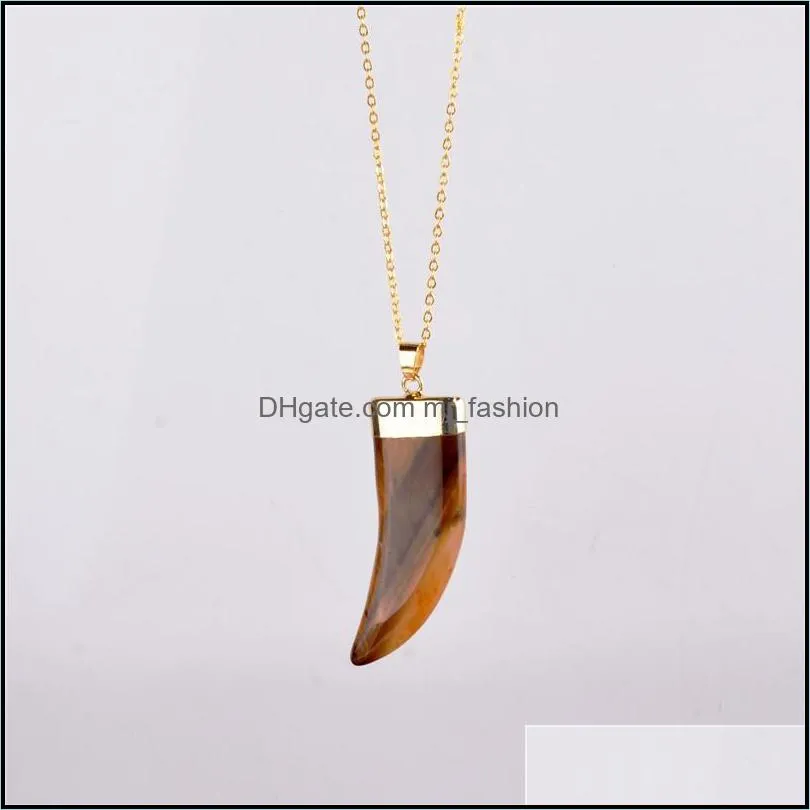 vintage bullet quartz crystal necklace pendant for women gold chain natural stone amethyst necklaces & pendants jewelry