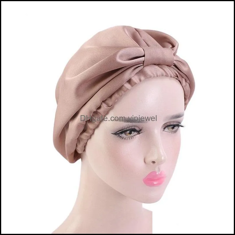 NEW Women Sleep Cap Satin Bonnet woman Silk Night Hat Girls bath Hats lady Durags Durag hair care cap Head Cover headwrap beanie skull