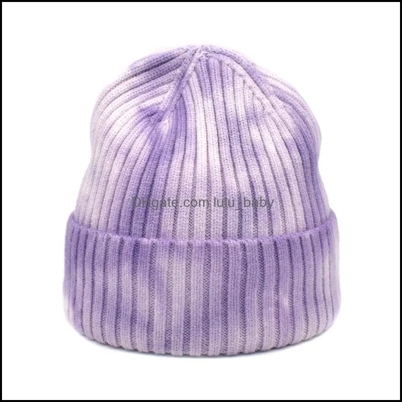 tie dye skull caps beanie women men knitted beanies winter warm hat mens outdoor casual cap boys girls fashion street hats new