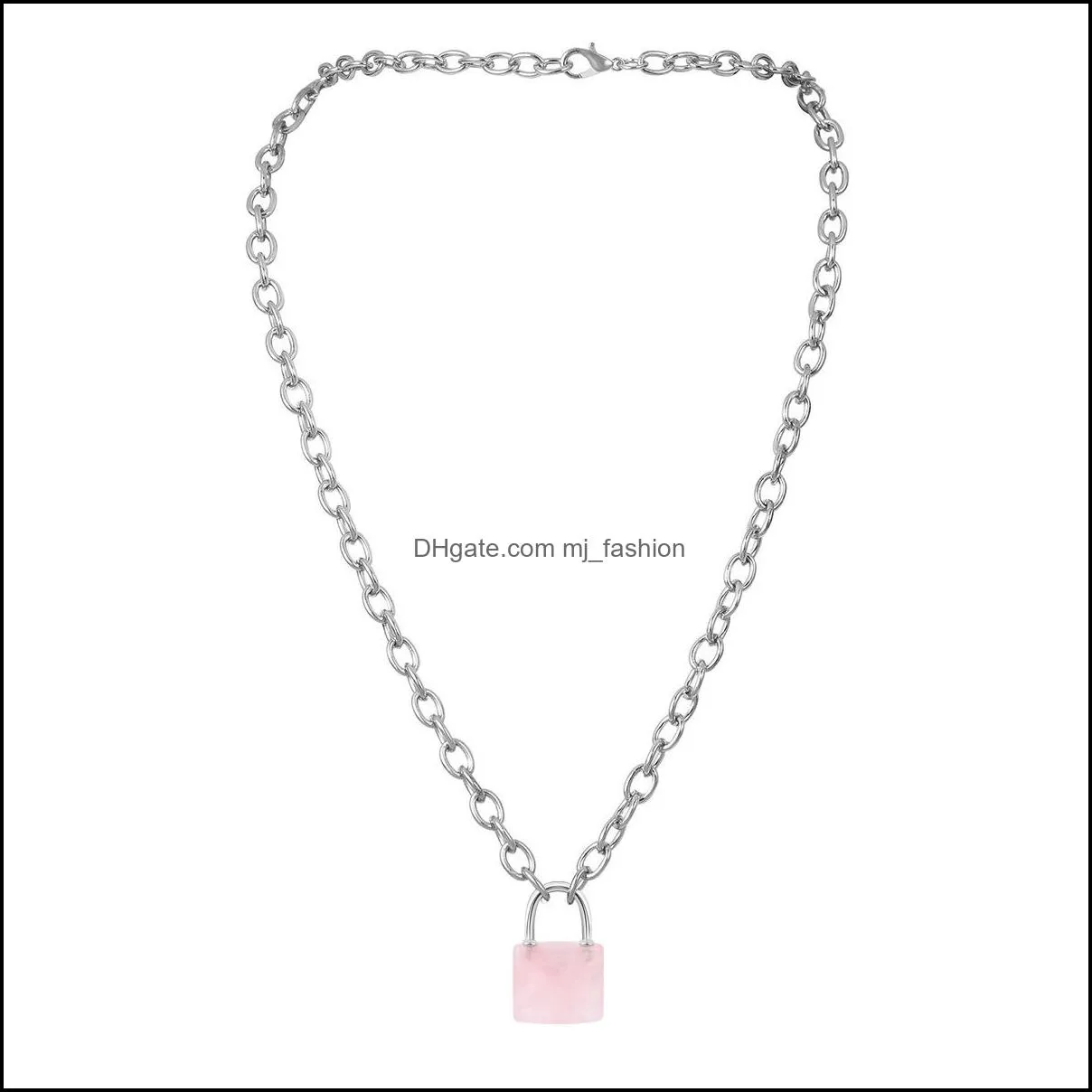 women lock pendant necklace for women men girl boy chunky punk silver chain choker cuban link statement jewelry girls