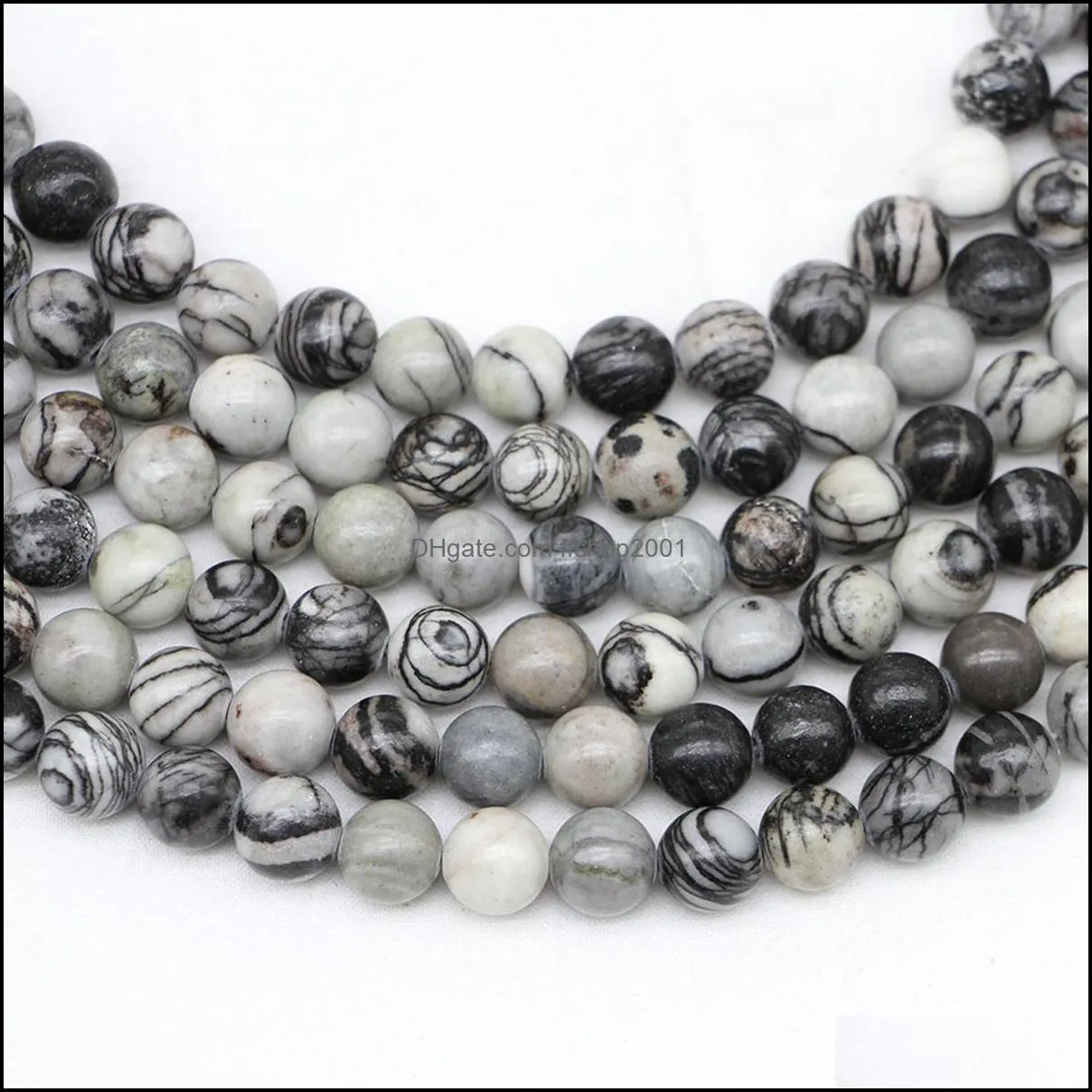 Mesh Jasper Round Beads Polished Round Smooth Gemstone Round Crystal Energy Healing Bead Assortments for Jewelry Making Bracelet Necklace