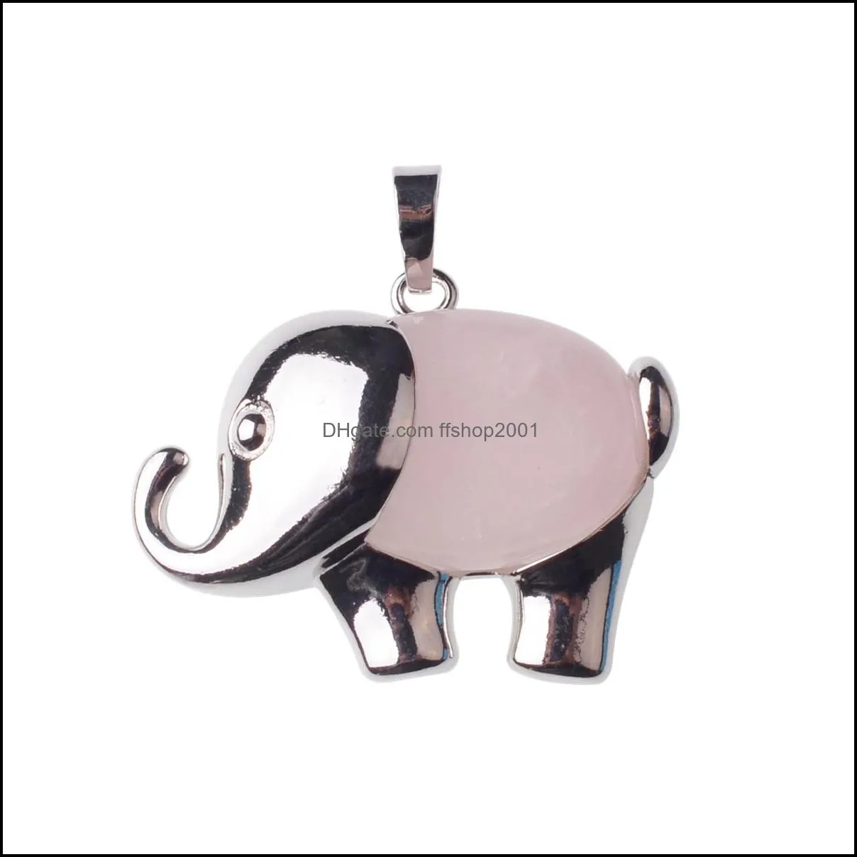 Alloy Elephant Gemstone Pendant Men and Women Old and New Year Easter Gifts Fashion Valentine`s Day Gift Necklace