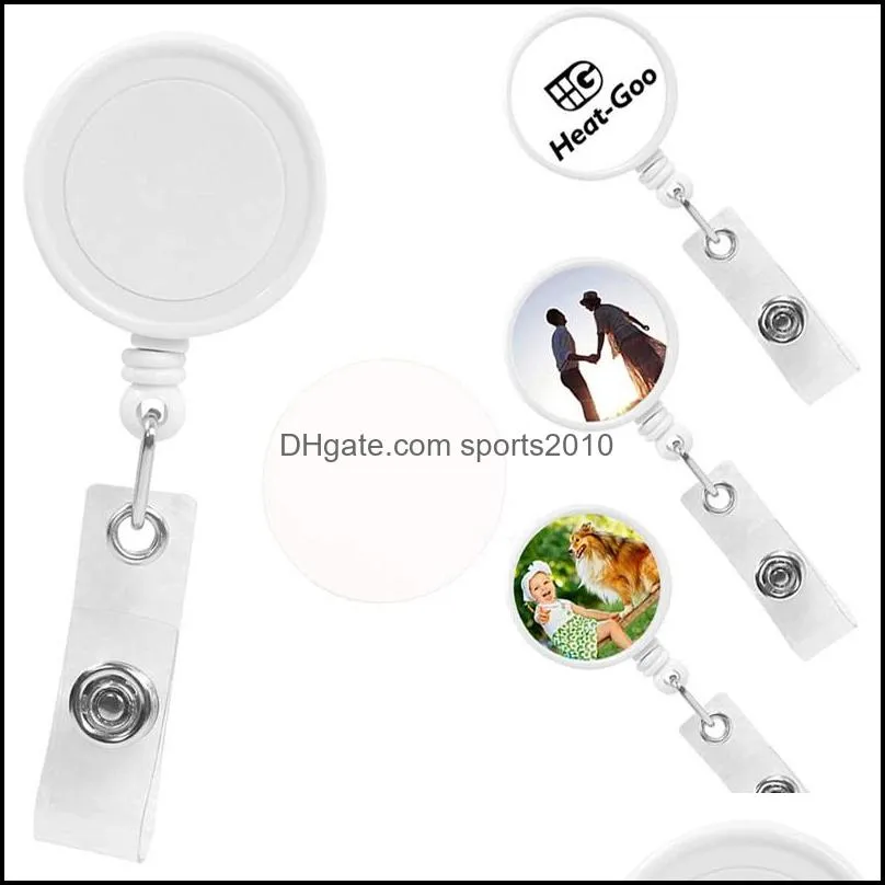 Sublimation Blank Nurse Badge Party Favor Plastic DIY Office Work Card Hanging Buckle Can Be Rotated 360 Degrees 4615 Q2