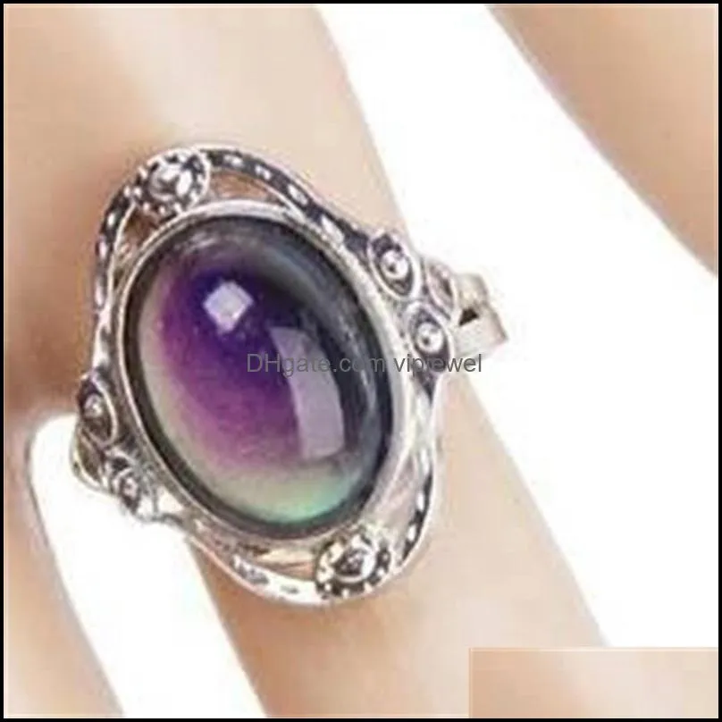 vintage retro color change mood ring oval emotion feeling changeable ring temperature control color rin wmtfzr dh_garden 821 q2