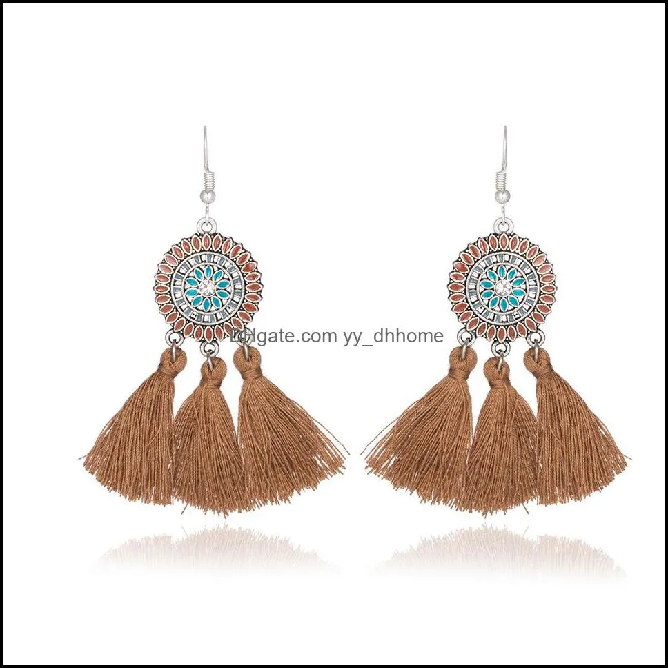 Bohemian Flower Tassel Earrings for Women Casual Jewelry Fringe Dangle Drop Earring Ear Hook Hanging Gift Free DHL G602S F