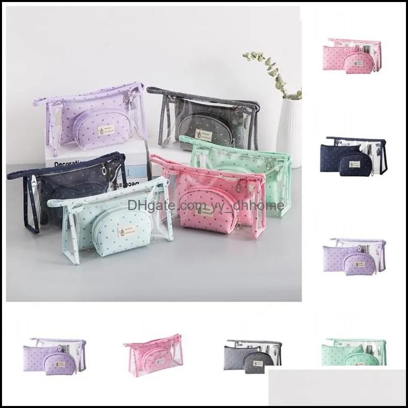 Little Crown Printed Travel Cosmetic Bags Pvc Clear Wash Bag Portable Women Water Proofing Handbag 3pcs One Pack Large Capacity 8rj E1