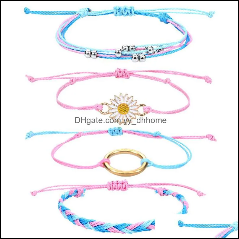 Adjustable Braided Rope Bracelets Multilayer Bracelet Handmade DIY Bangle for Women Girls Fashion Jewelry Q541FZ