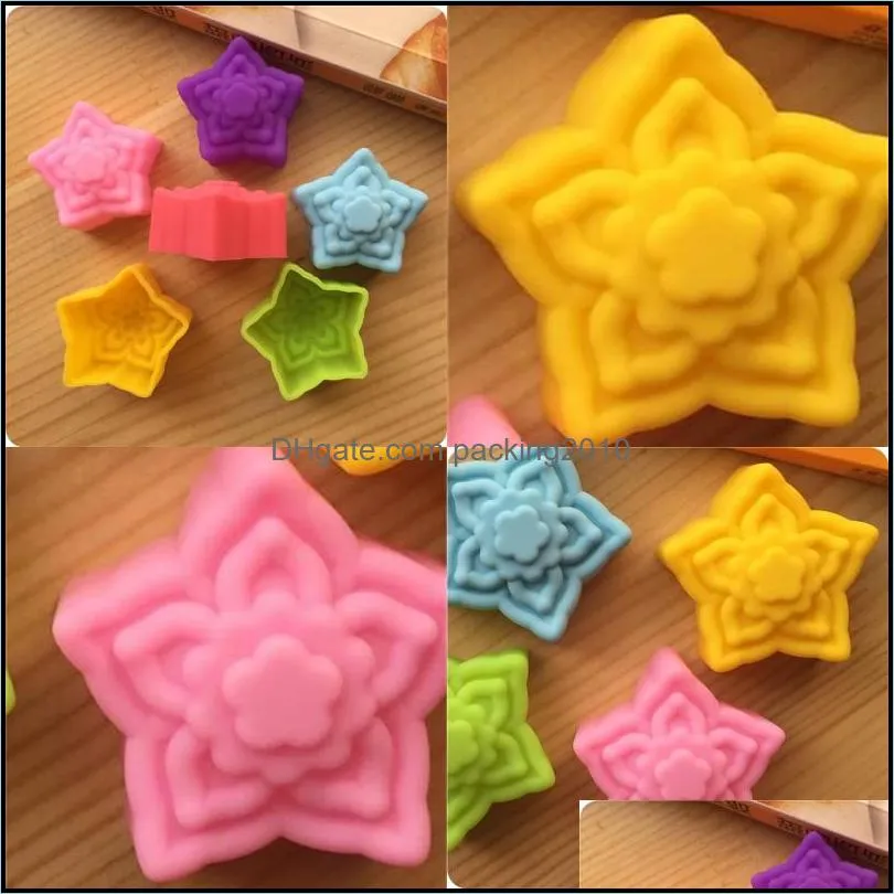 Cupcake Silicone Moulds Pentagonal Star Shape Baking Utensils Mold Red Yellow Green Blue Purple Silicones Mould 0 3be L1