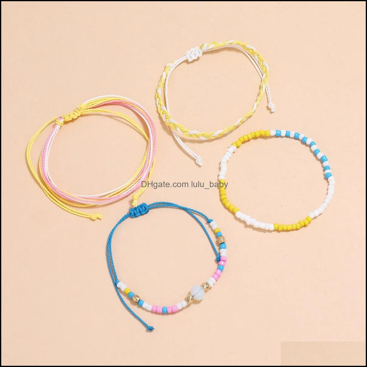 bohemian adjustable hand woven bracelet set braided wave colorful bead bracelets rope bangle jewelry women q505fz