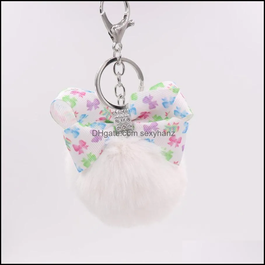 Artificial Rabbit Fur Keychain 13 Styles Good Guality Plush Ball Key Ring Cute Pompom Keyring Bag Charm Jewelry for Women P52FA