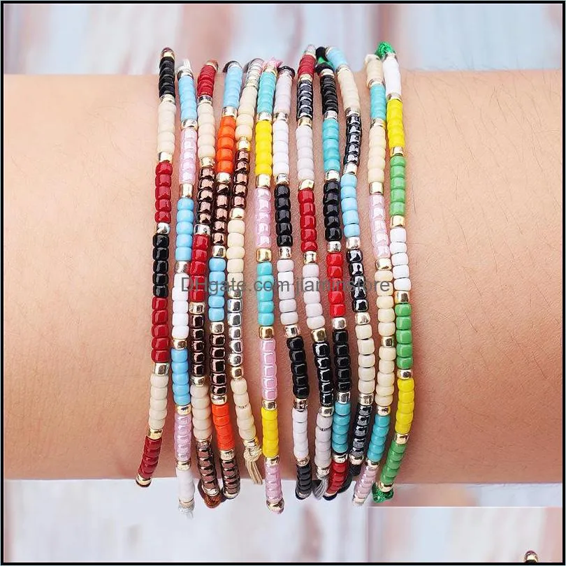 Handmade Woven Friendship Seed Bead String Bracelet Adjustable Braid Strand Summer Bangle Jewelry Gifts for Women Girls