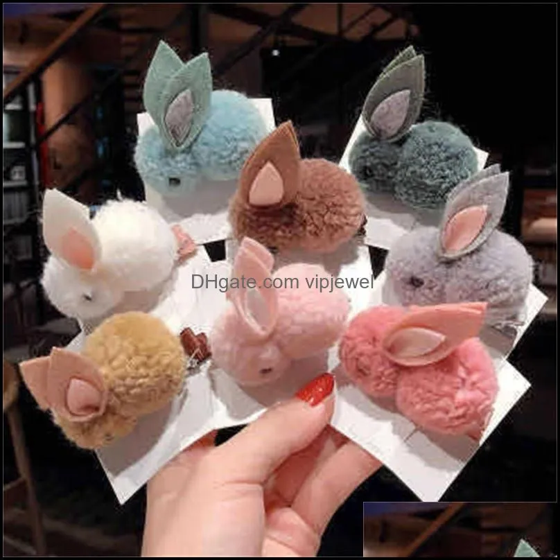 cartoon rabbits hair clips children girls autumn winter lovely barrettes daily hairpin party gifts accessories clamps cute 0 88qm n2