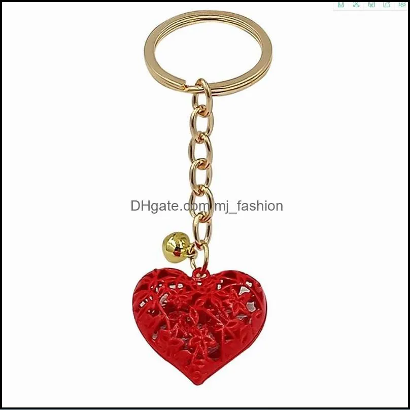 hollow heart keychains girls charm pendant keychain women purse bag car key chain keyring ornaments fashion accessories wholesale