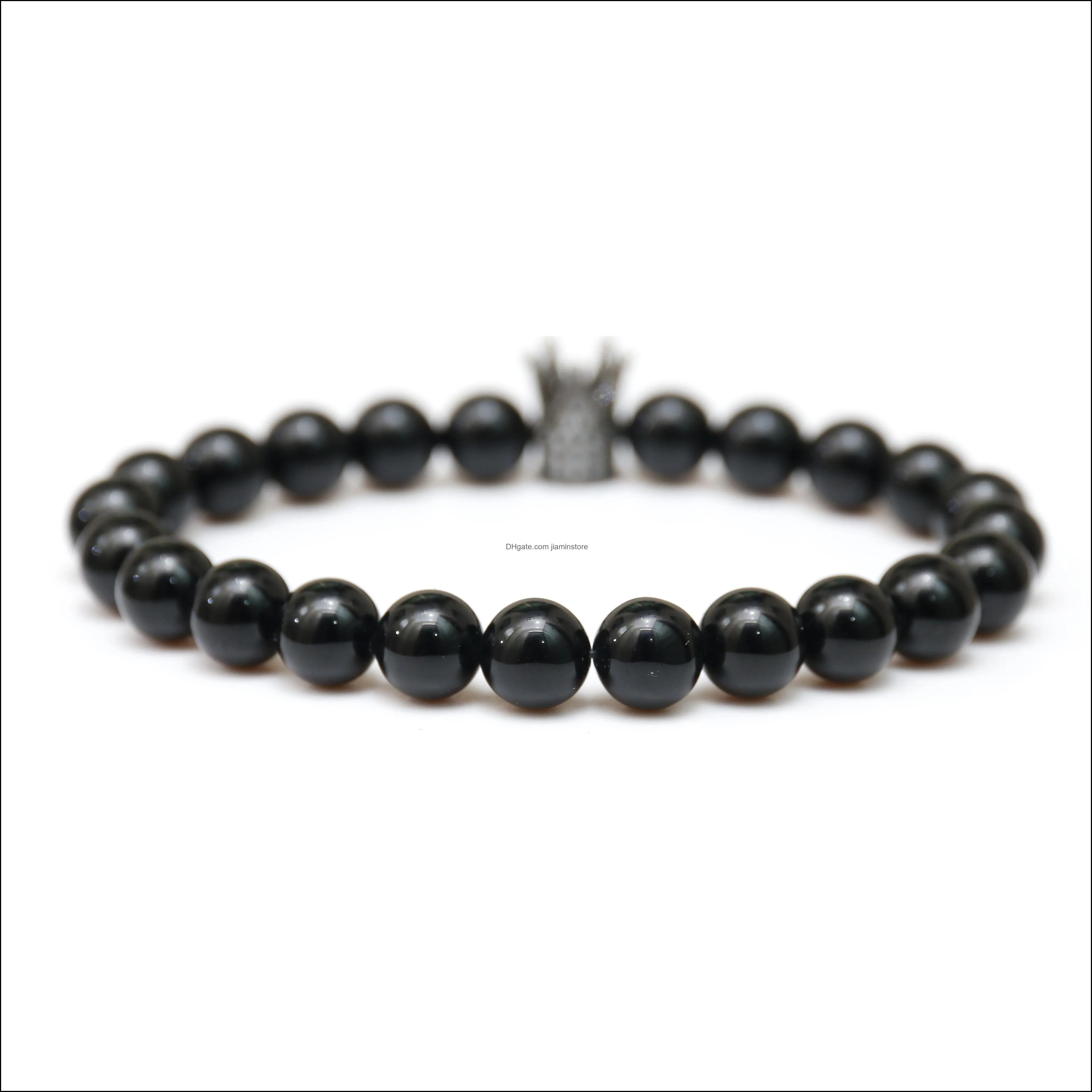 Matte black agate crown bracelet men and women fashion popular simple jewelry