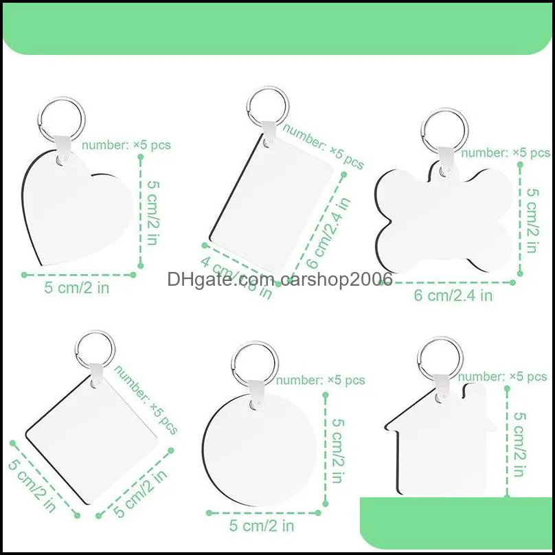 sublimation keychain blanks circle square rectangle heat transfer diy blank keychains gift key rings for present making free dhl