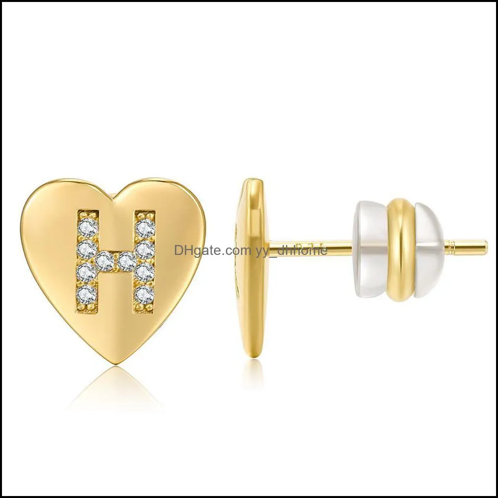 Love Heart Stud Earrings for Women Girls Charm 26 Letters Alphabet Earring Fashion Jewelry Wedding Gift Q183FZ