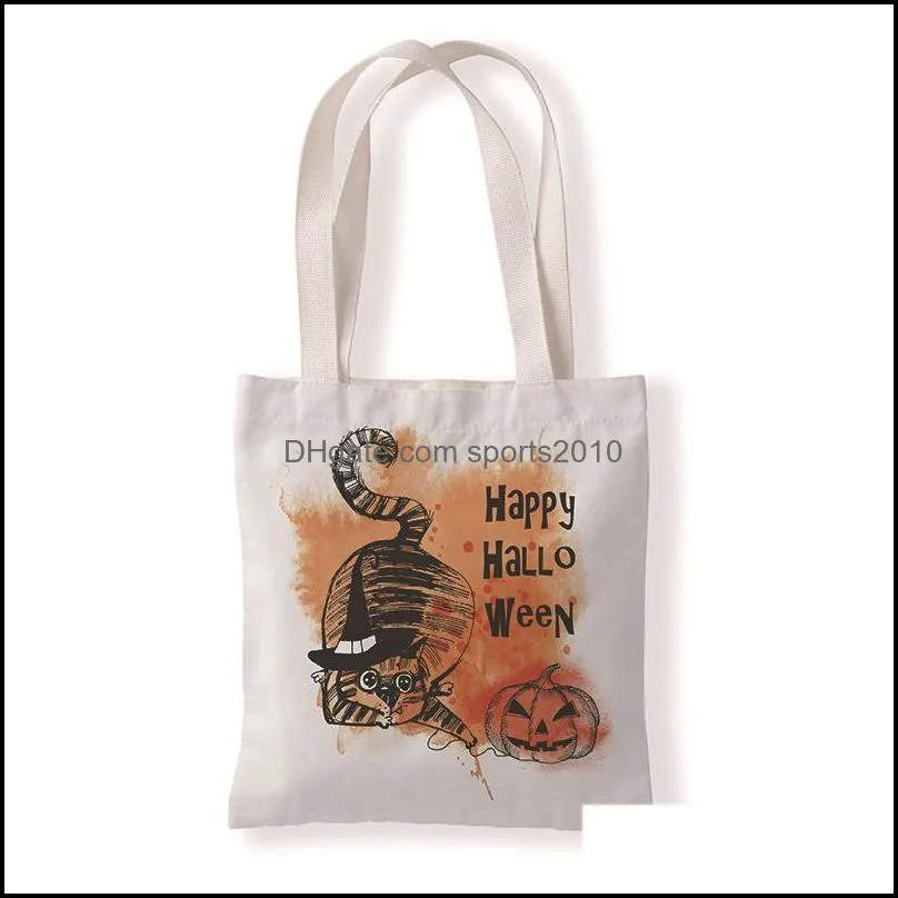 Gift Wrap Pumpkin Canvas Bag Halloween Printing Single Shoulder Literature And Art Environment Protection Shopping Bags Leisure Pocket Change 6wda