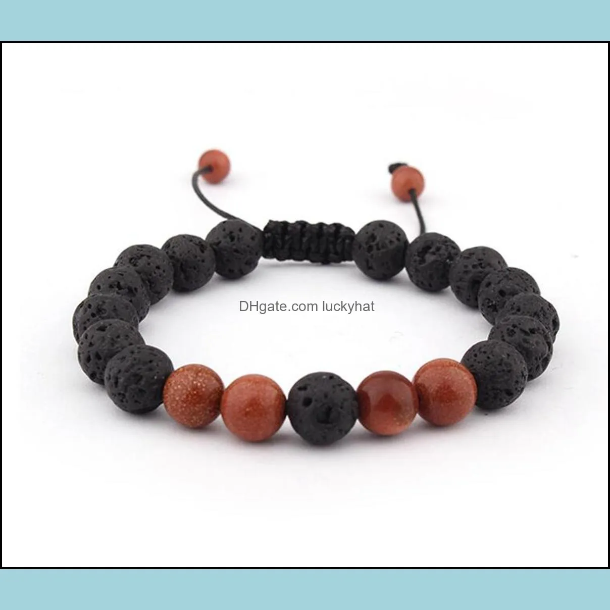 8mm Beaded Lava Rock Diffusion Bracelet Ladies Men`s Braided Rope Natural Bracelet Birthday Valentine`s Day Gift