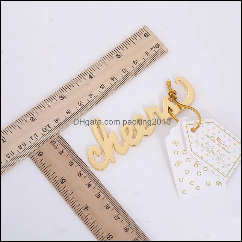 Cheers Shaped Openers Home Articles Kirsite Pure Color Plated Gold Beer Bottle Opener New Pattern High Quality 1 8tb J2