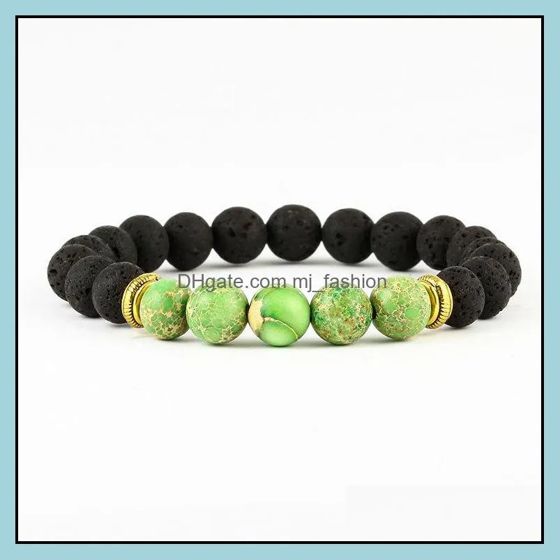 volcanic lava rock bracelet for women men natural stone essential oil diffuser bracelets handmade stretch yoga bead bangle