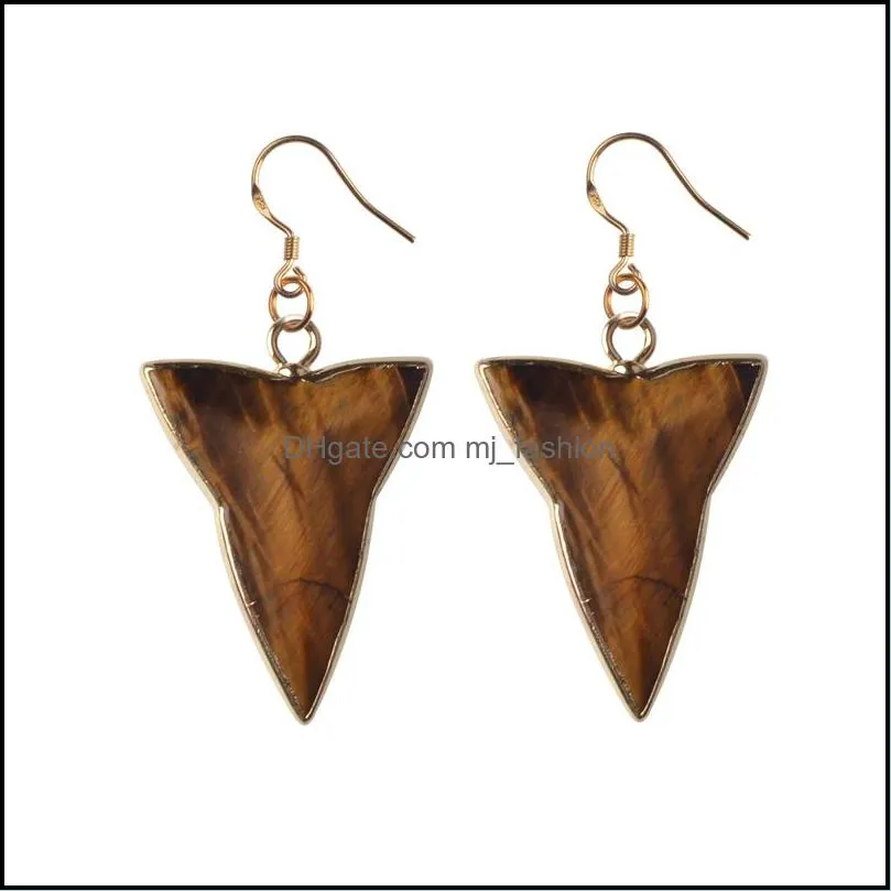 natural stone geometry shape earrings gold plated arrow design earrings for women jewelry