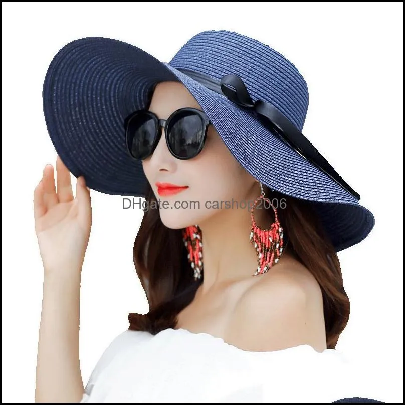 womens wide brim straw sun hat for women floppy foldable roll up cap woman upf 50  summer beach hats