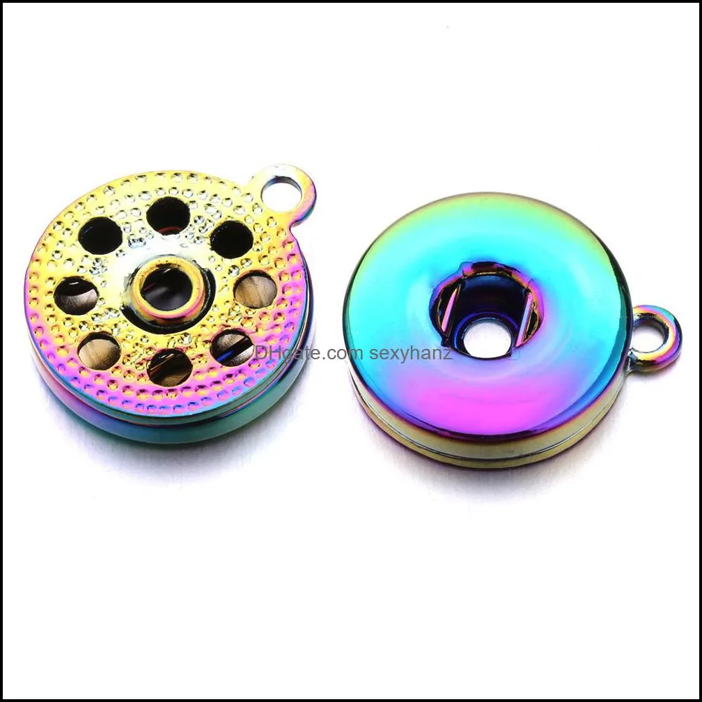 Vintage Snap Button Jewelry Dazzle Color Plating Pendant Fit 18mm Snaps Buttons diy Necklace for Women Men Noosa P005