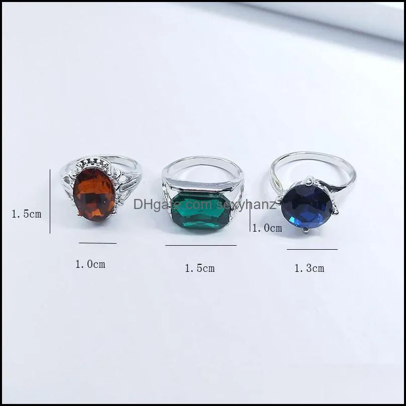 Womens Woman Band Rings For Women Glass Crystal Gemstone Female ring Fashion Antique Vintage Jewelry Bulk 2021 Trend Wholesale