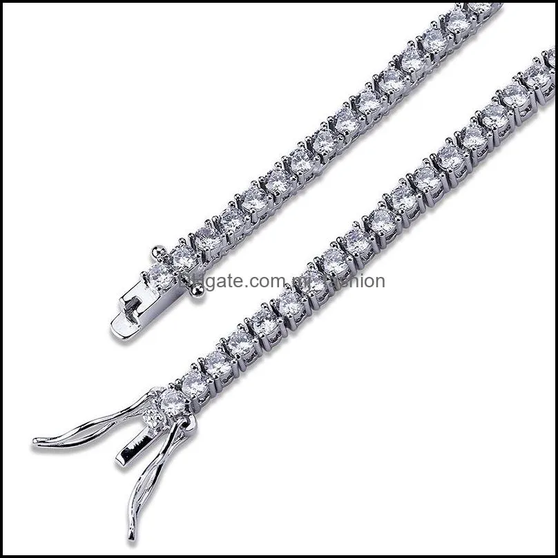 mens tennis bracelet chains hip-hop 3mm gold silver bracelets fashion chain link for men women hip hop jewelry wholesale