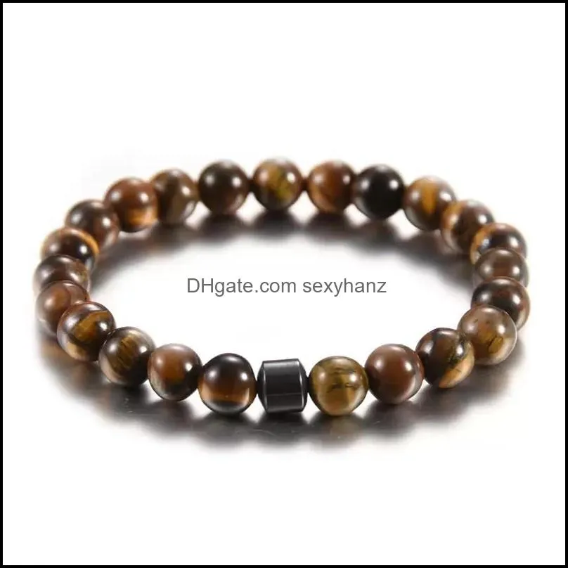 8mm Black Lava Stone Howlite Tigers Eye Hematite Bead Strands Braclets  Oil Diffuser Bracelet for Women Men Jewelry
