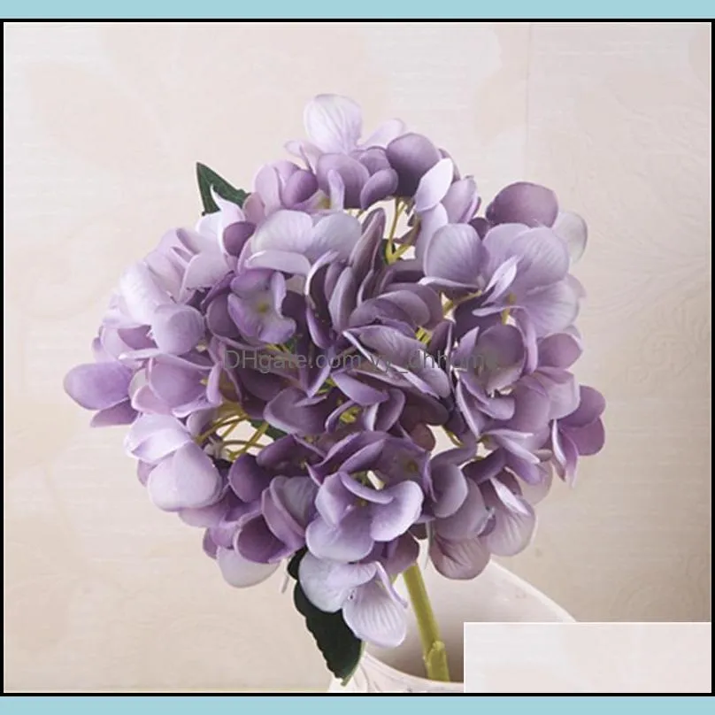 47cm Artificial Hydrangea Head Fake Silk Single Real Touch Hydrangeas 8 Colors for Wedding Centerpieces Party Decorative Flowers 374