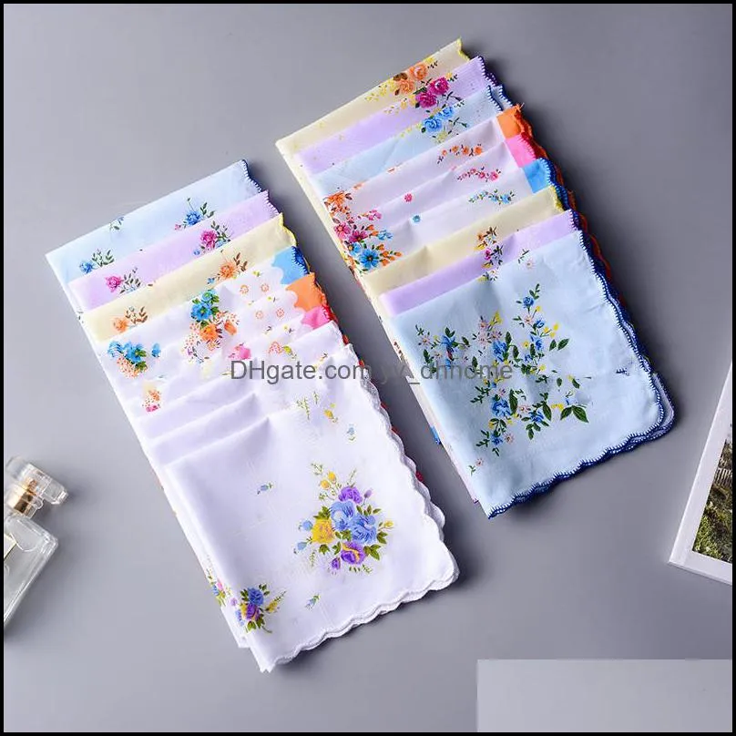 Women`s Handkerchief Girls Woman Handkerchiefs for Women Cotton Print Pack Wholesale Christmas