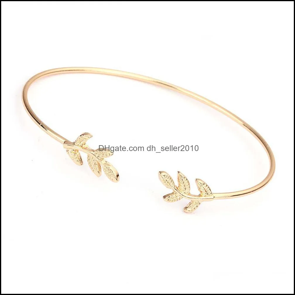 High Quality Geometric Leaf Wire Bangle Bracelet for Women Simple Style Rose Gold Gold Cuff Bracelet Stackable Jewelry Gift