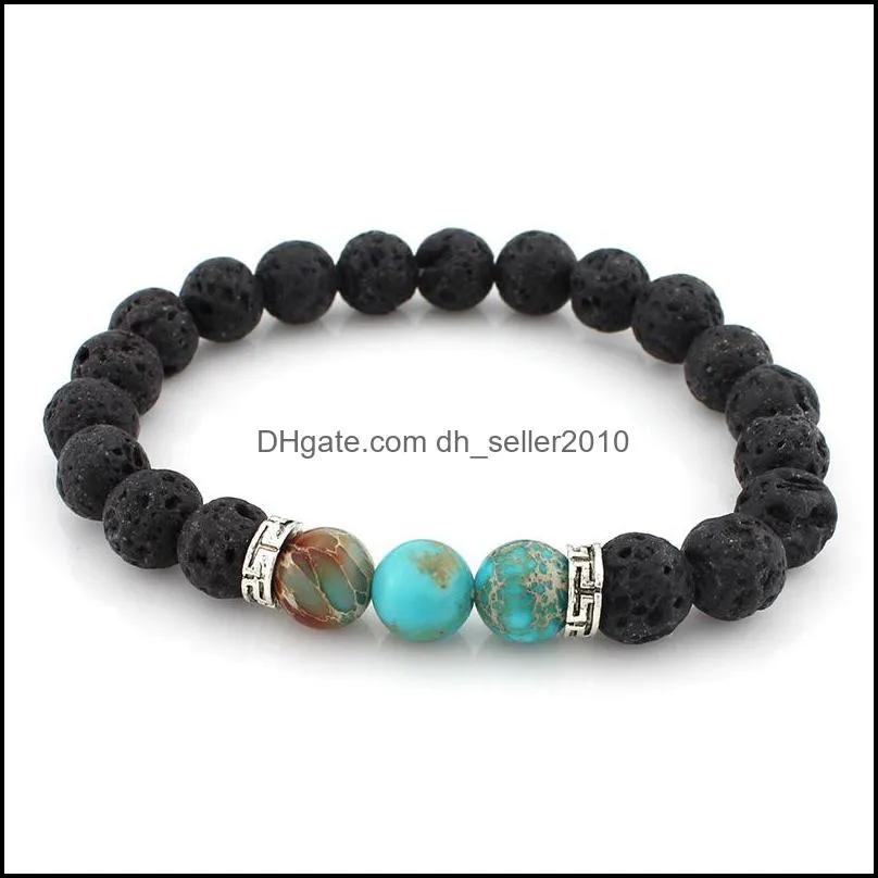 natural lava stone bracelet 7 chakra 8mm yoga beads bangle volcanic rock diffuser bracelets for men women jewelry free dhl b362s