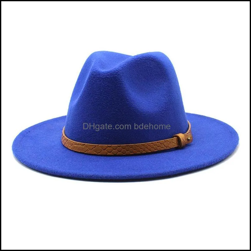 fedoras in bulk female male fedora hat for women men felt hats ladies girls wide brim cap woman man jazz panama caps autumn winter wholesale 26colors 2021