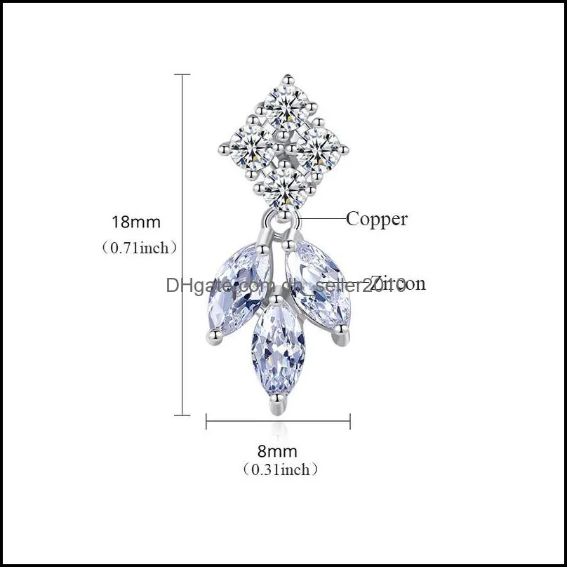 Fashion Designer Jewelry Women Earrings Flower Leaf cz Dangle Earrings Square Cubic Zirconia Chandelier Wedding Engagement Jewelry