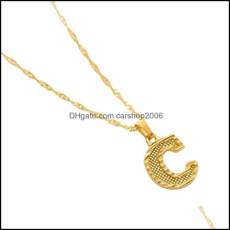 gold 26 letter necklace charm personalized alphabet a-z pendant necklaces fashion twist chain jewelry for women men girls