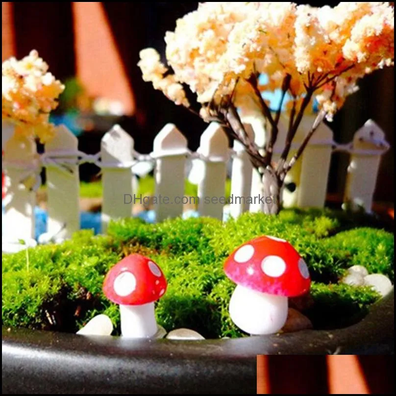10pcs/set artificial mini mushroom miniatures fairy garden moss terrarium resin crafts decorations stakes craft 2cm