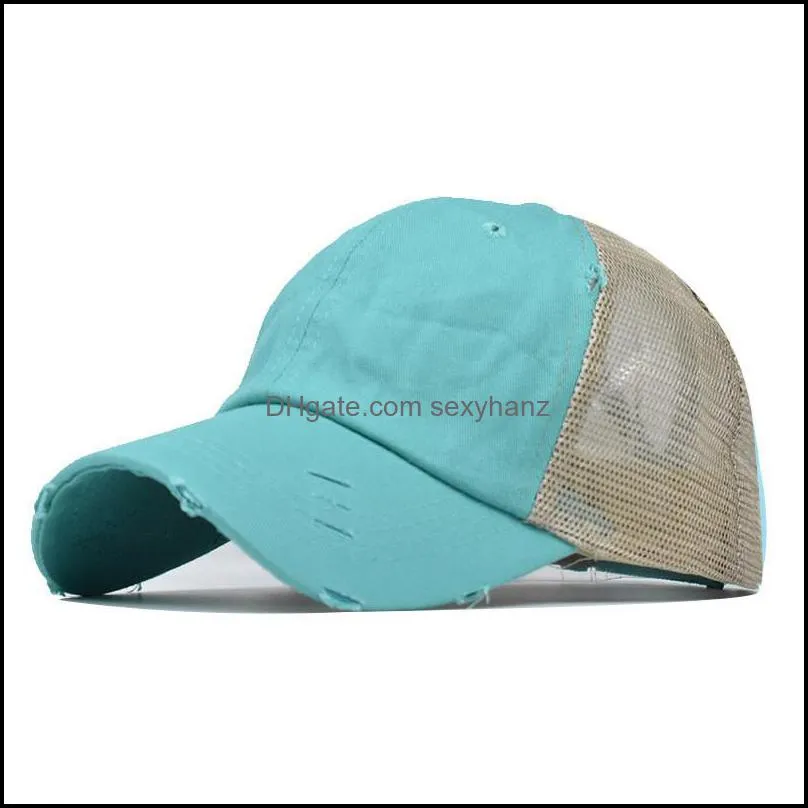 Washed Baseball Cap Women ponytail Hat Girls Snapback Snapbacks Girl Adjustable mesh Hats Vintage sunhat sunhats Spring Summer outdoor Sport sun Caps