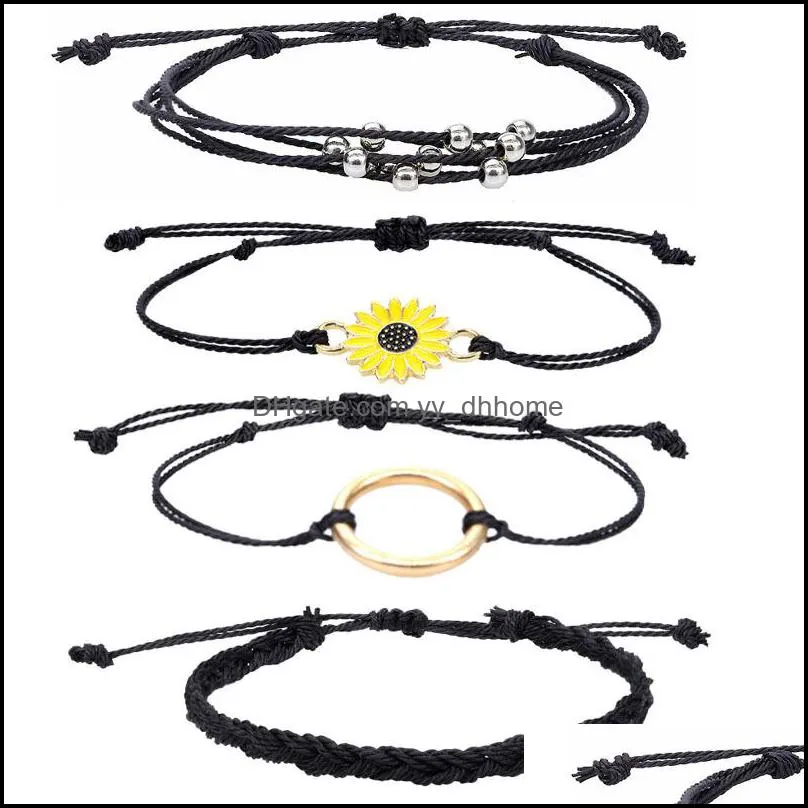 Adjustable Braided Rope Bracelets Multilayer Bracelet Handmade DIY Bangle for Women Girls Fashion Jewelry Q541FZ
